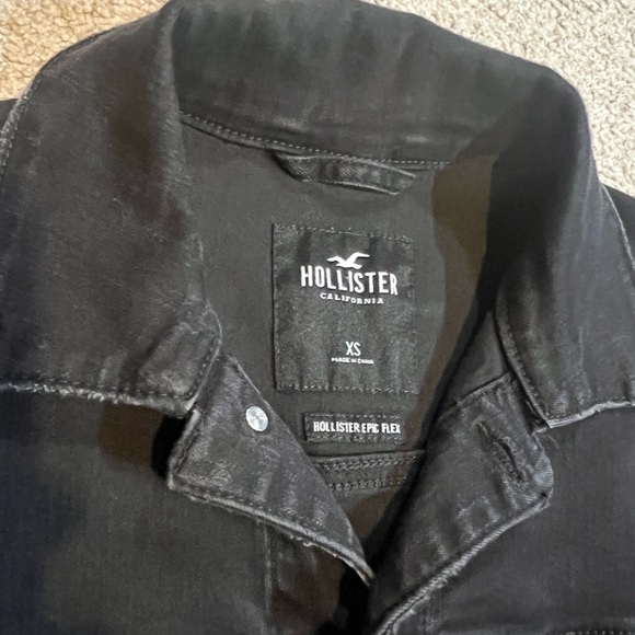 Hollister Black Denim Trucker Jacket Epic Flex Stretch XS - Picture 4 of 8